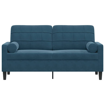 Divano a 2 Posti con Cuscini Blu 140 cm in Velluto | homemem39