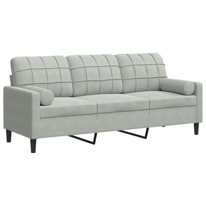 Divano a 3 Posti con Cuscini Grigio Chiaro 180 cm in Velluto | homemem39