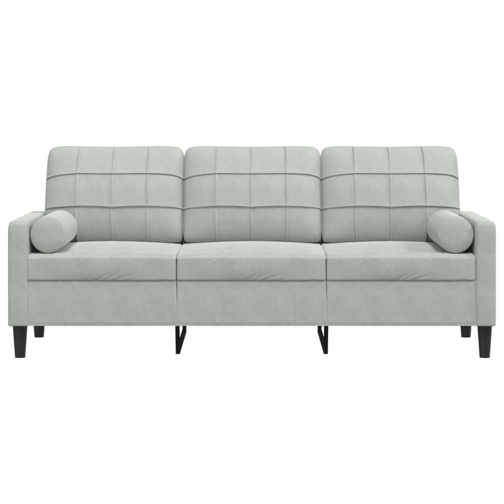 Divano a 3 Posti con Cuscini Grigio Chiaro 180 cm in Velluto | homemem39