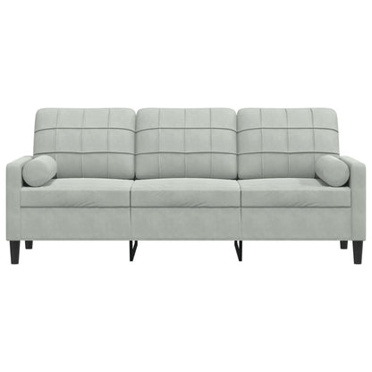 Divano a 3 Posti con Cuscini Grigio Chiaro 180 cm in Velluto | homemem39