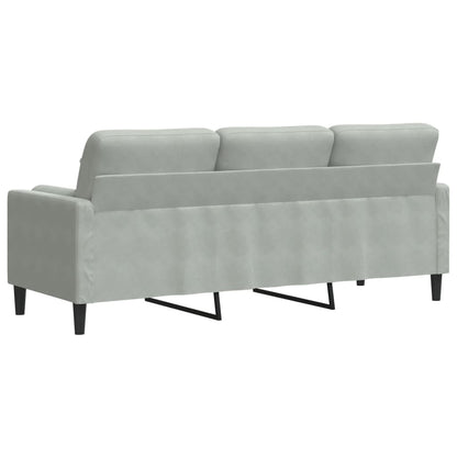 Divano a 3 Posti con Cuscini Grigio Chiaro 180 cm in Velluto | homemem39