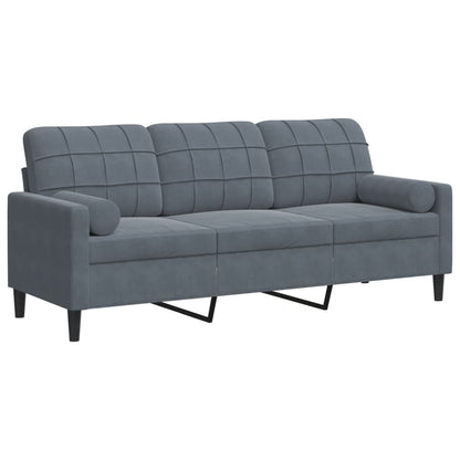 Divano a 3 Posti con Cuscini Grigio Scuro 180 cm in Velluto | homemem39