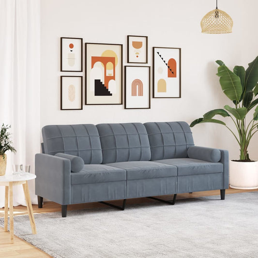 Divano a 3 Posti con Cuscini Grigio Scuro 180 cm in Velluto | homemem39