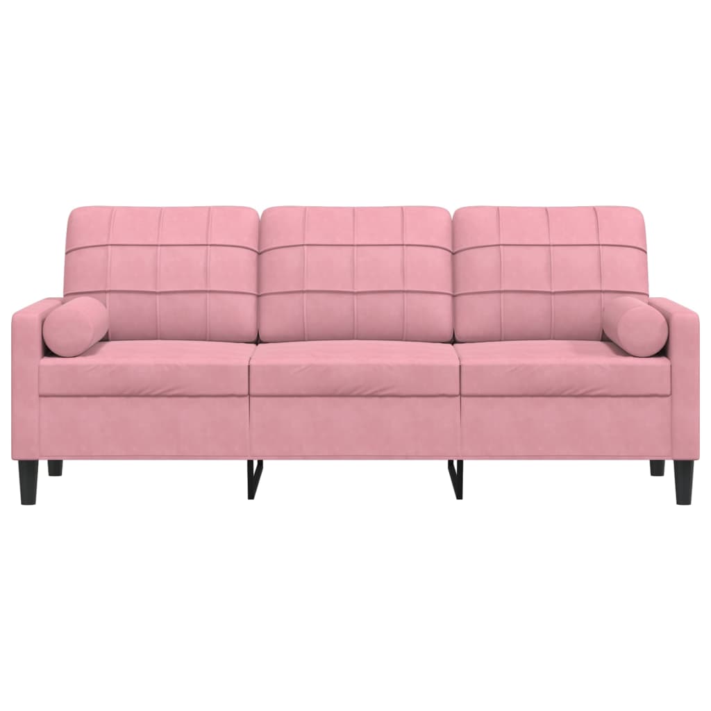 Divano a 3 Posti con Cuscini Rosa 180 cm in Velluto - homemem39