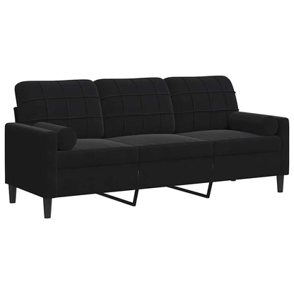 Divano a 3 Posti con Cuscini Nero 180 cm in Velluto | homemem39