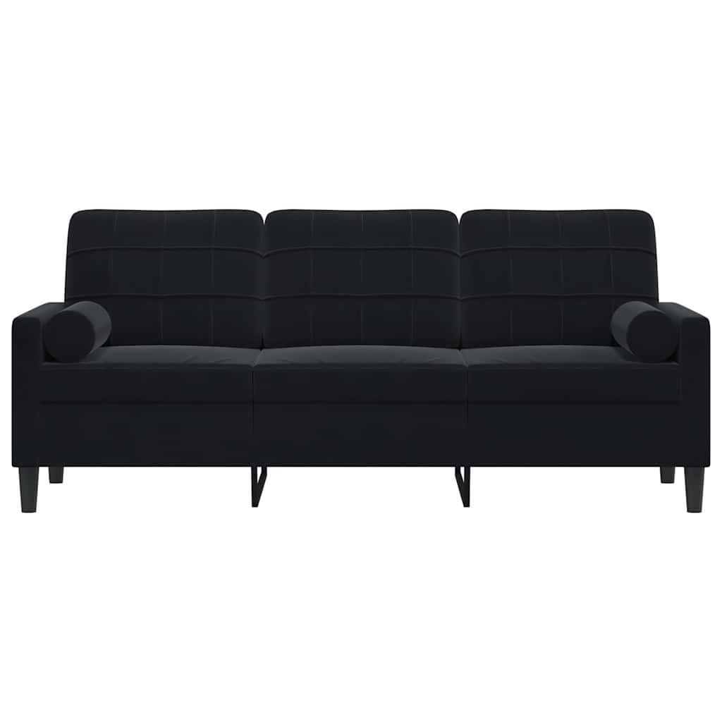 Divano a 3 Posti con Cuscini Nero 180 cm in Velluto | homemem39