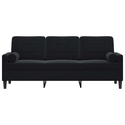 Divano a 3 Posti con Cuscini Nero 180 cm in Velluto | homemem39
