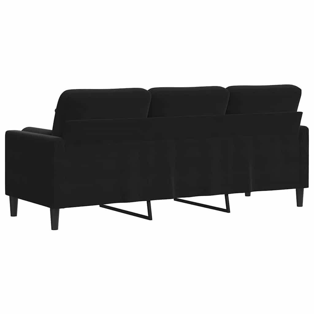 Divano a 3 Posti con Cuscini Nero 180 cm in Velluto | homemem39