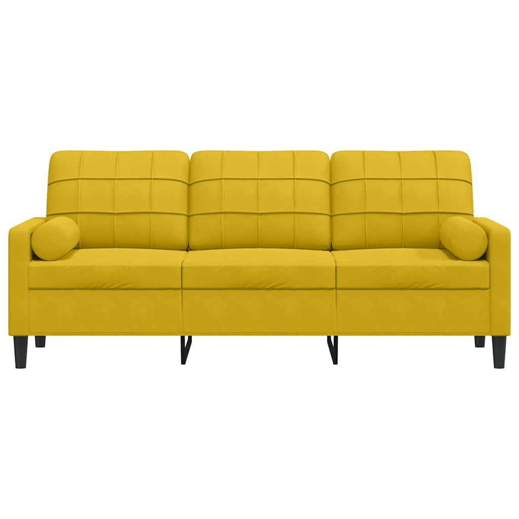 Divano a 3 Posti con Cuscini Giallo 180 cm in Velluto | homemem39