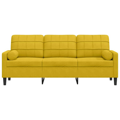 Divano a 3 Posti con Cuscini Giallo 180 cm in Velluto | homemem39