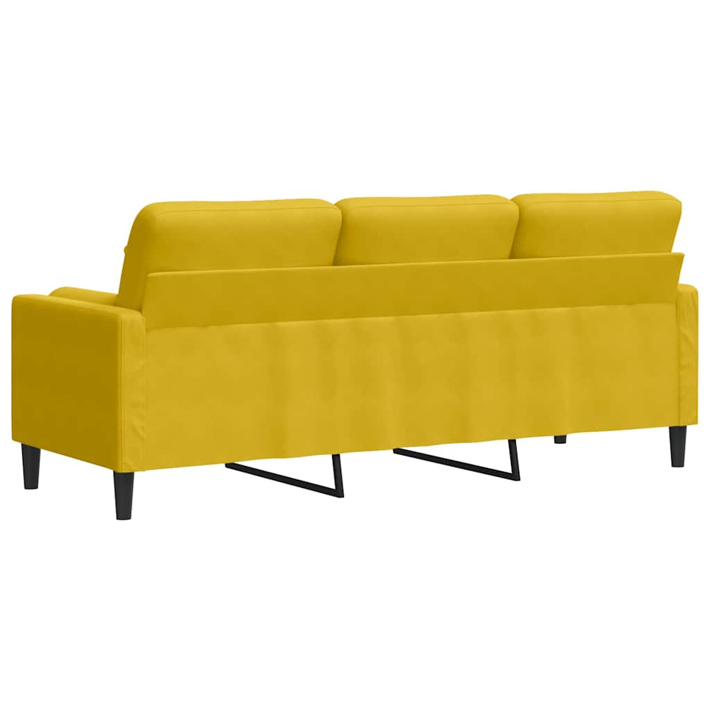 Divano a 3 Posti con Cuscini Giallo 180 cm in Velluto | homemem39