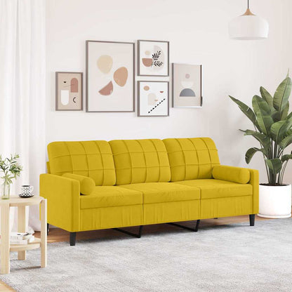 Divano a 3 Posti con Cuscini Giallo 180 cm in Velluto | homemem39