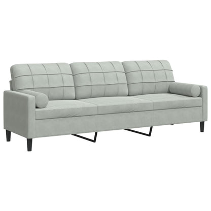 Divano a 3 Posti con Cuscini Grigio Chiaro 210 cm in Velluto | homemem39