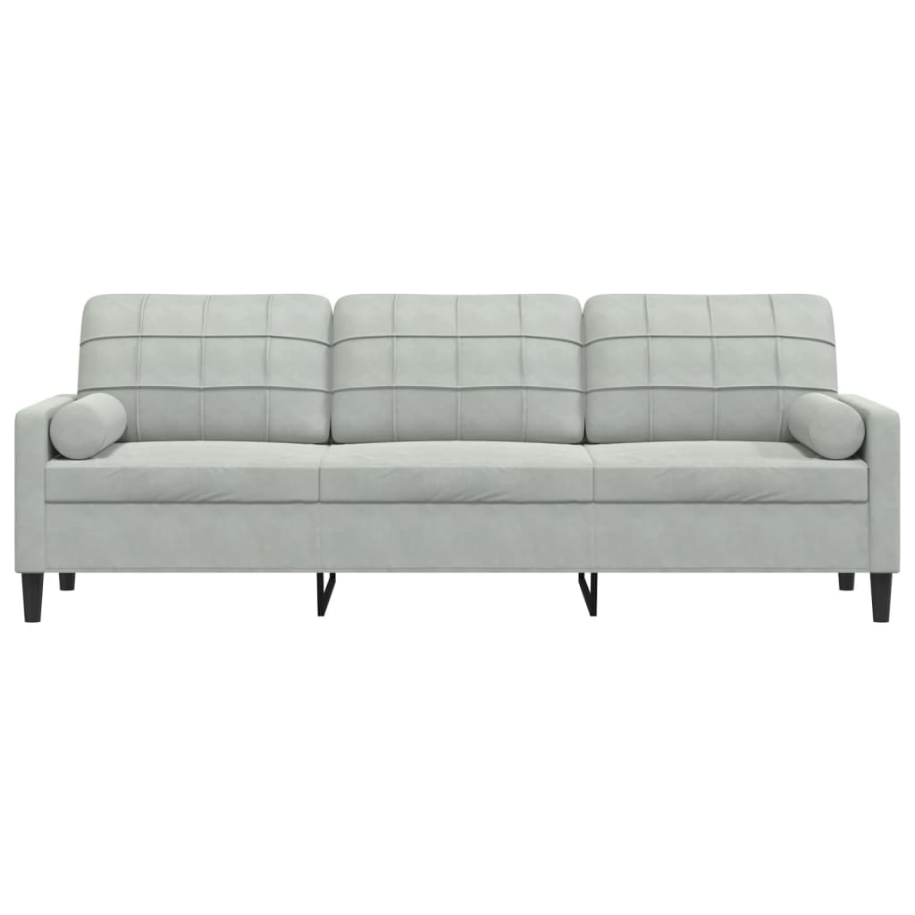 Divano a 3 Posti con Cuscini Grigio Chiaro 210 cm in Velluto | homemem39