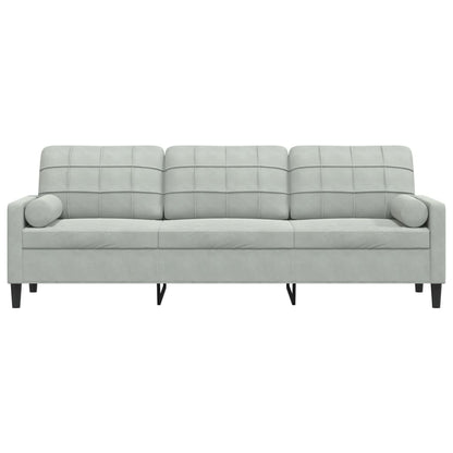 Divano a 3 Posti con Cuscini Grigio Chiaro 210 cm in Velluto | homemem39