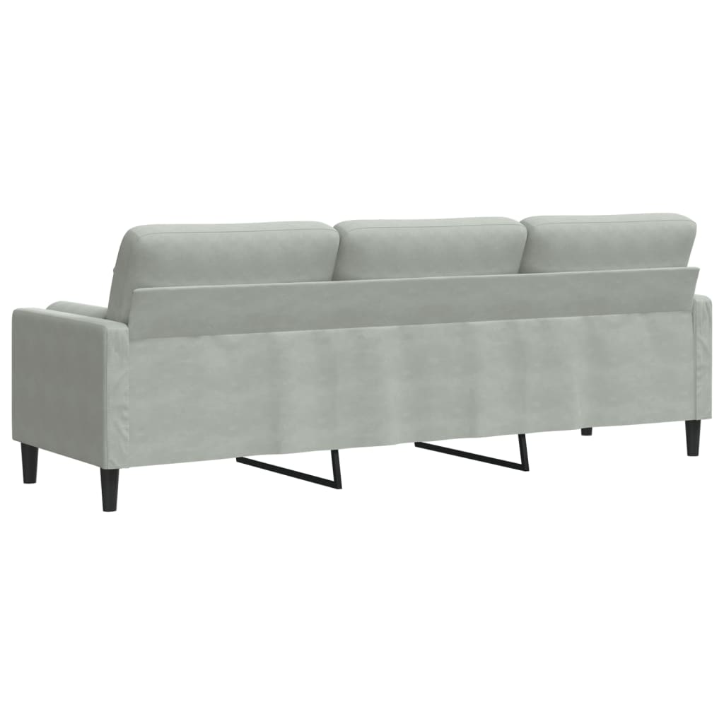 Divano a 3 Posti con Cuscini Grigio Chiaro 210 cm in Velluto | homemem39