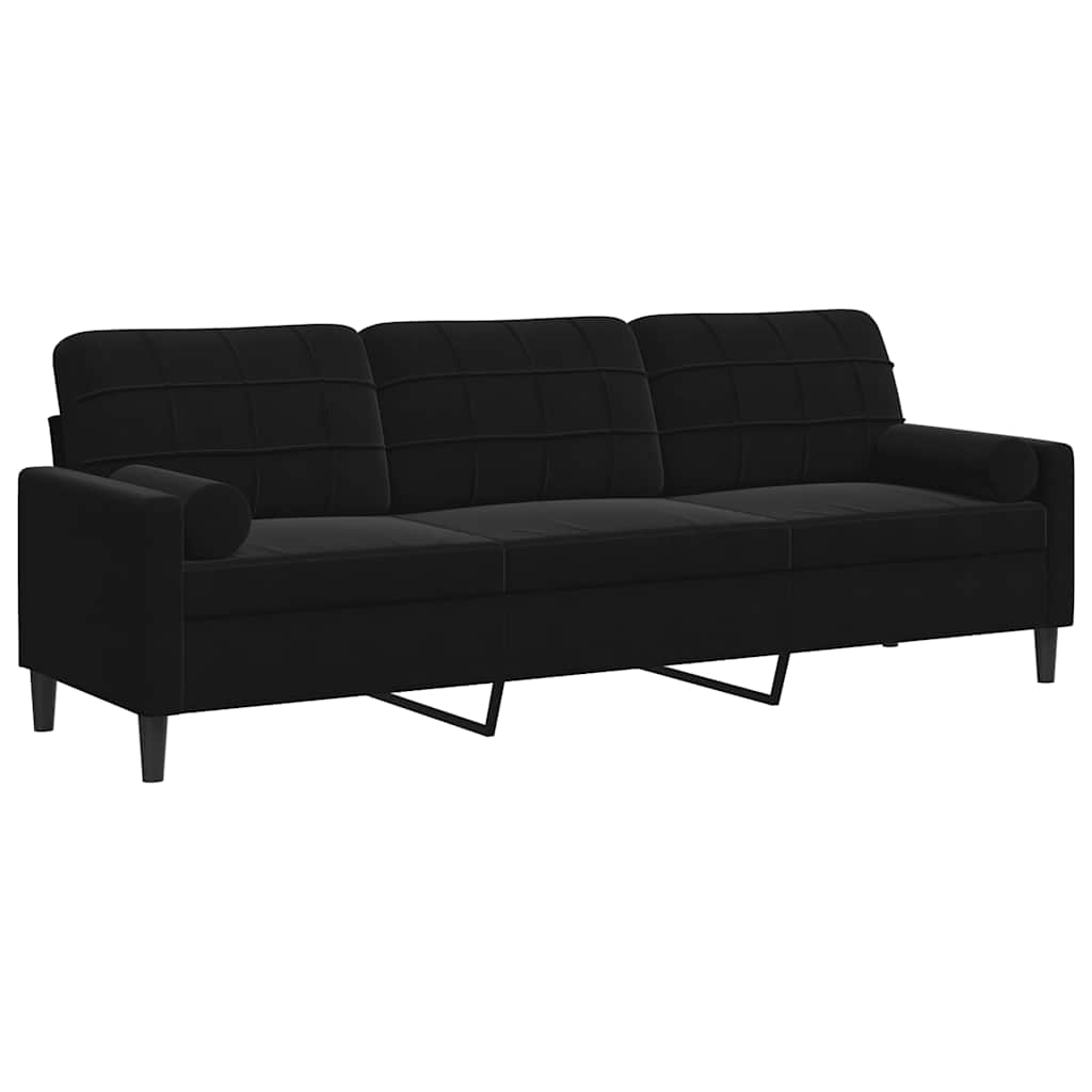 Divano a 3 Posti con Cuscini Nero 210 cm in Velluto | homemem39