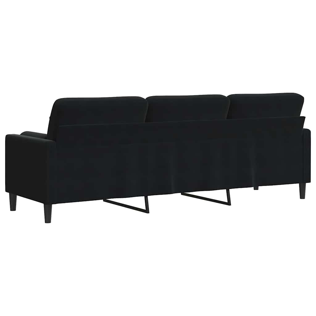 Divano a 3 Posti con Cuscini Nero 210 cm in Velluto | homemem39
