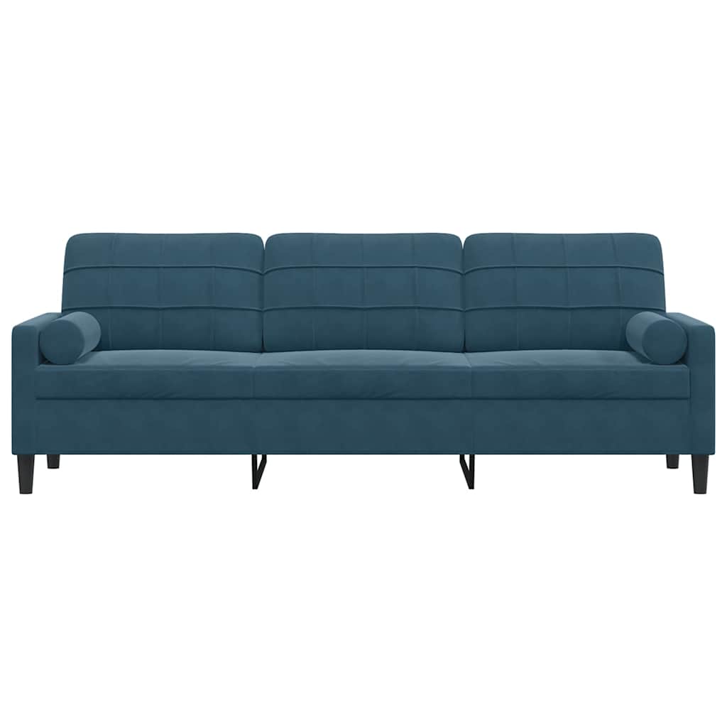 Divano a 3 Posti con Cuscini Blu 210 cm in Velluto | homemem39