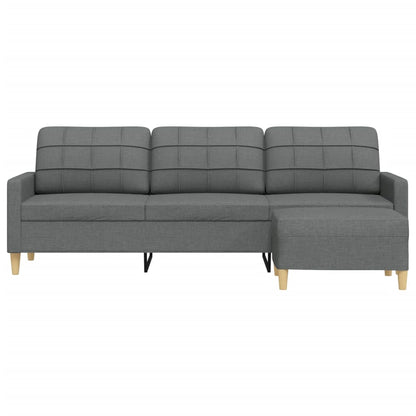 Divano a 3 Posti con Poggiapiedi Grigio Scuro 210cm in Tessuto | homemem39