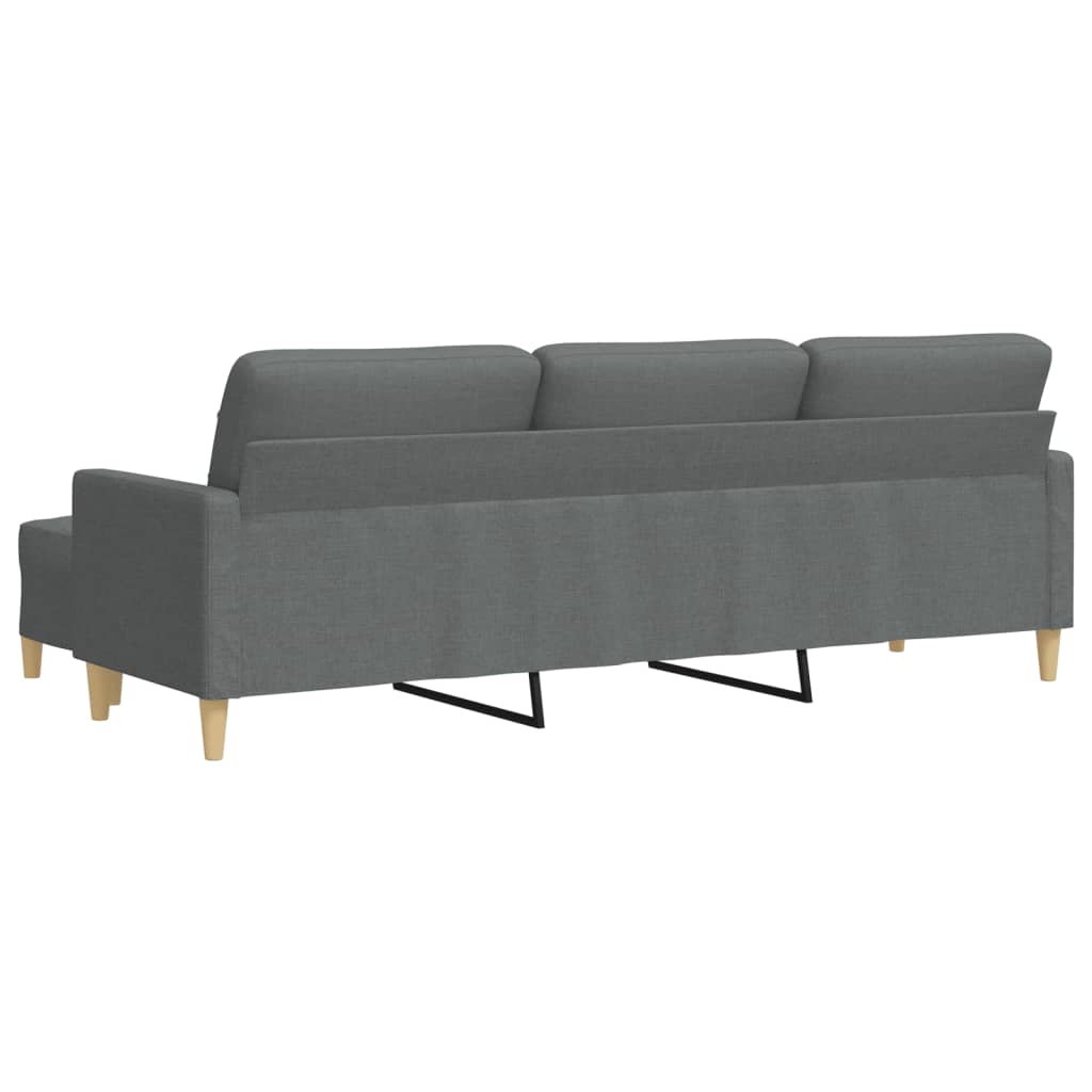 Divano a 3 Posti con Poggiapiedi Grigio Scuro 210cm in Tessuto | homemem39
