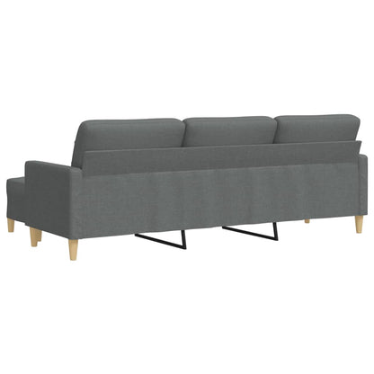 Divano a 3 Posti con Poggiapiedi Grigio Scuro 210cm in Tessuto | homemem39