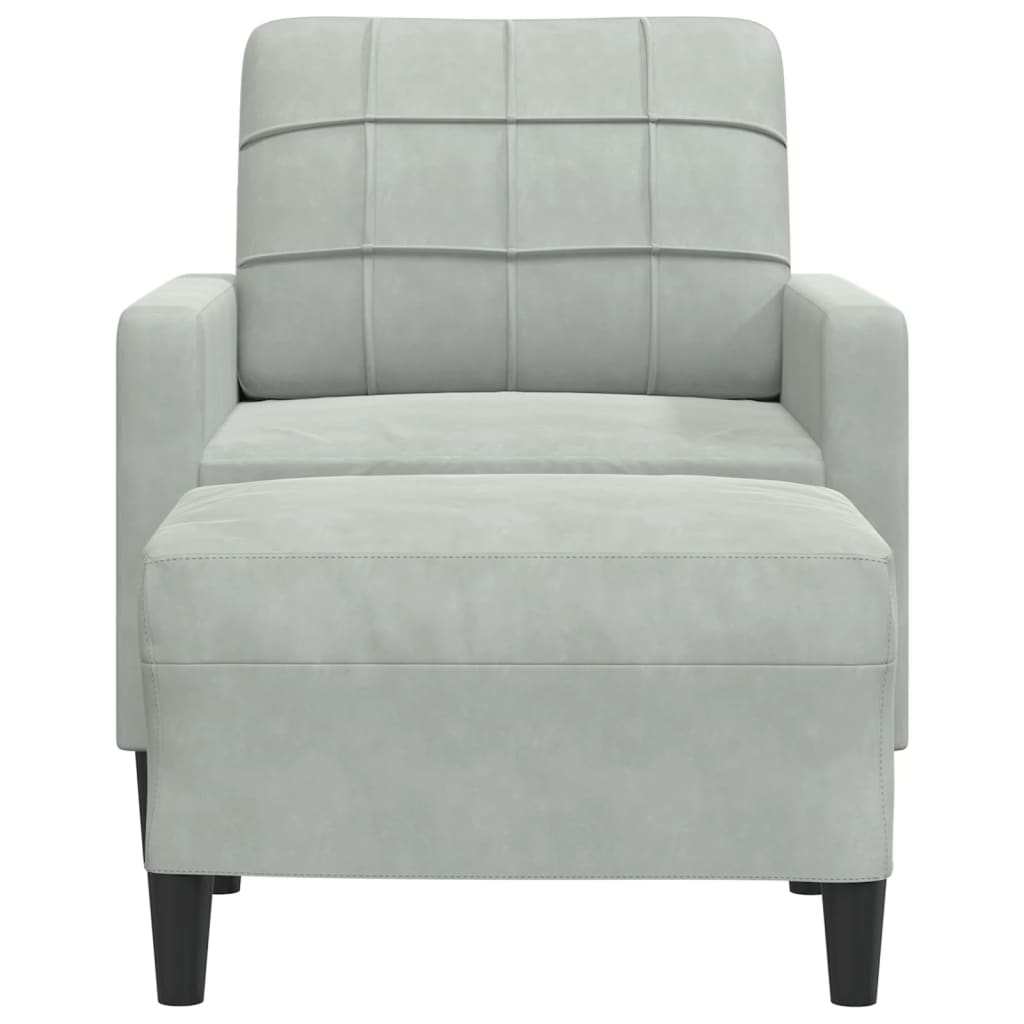 Poltrona con Poggiapiedi Grigio Chiaro 60 cm in Velluto | homemem39