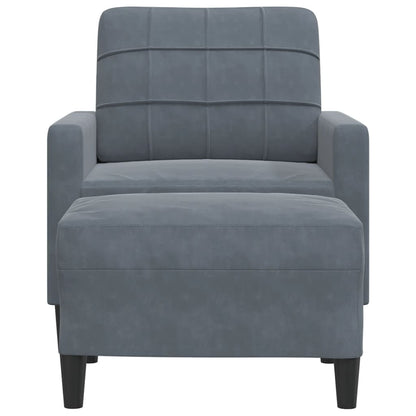 Poltrona con Poggiapiedi Grigio Scuro 60 cm in Velluto