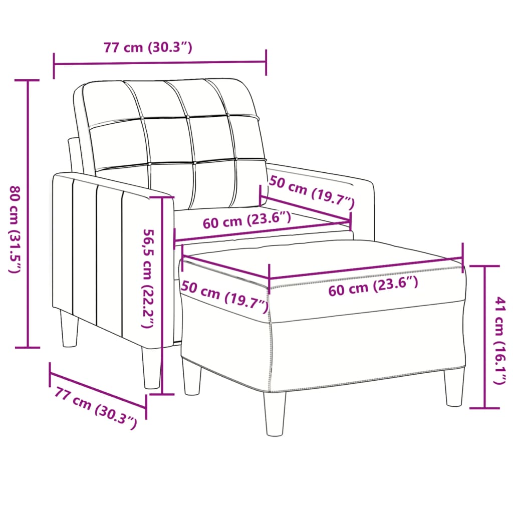 Poltrona con Poggiapiedi Grigio Scuro 60 cm in Velluto
