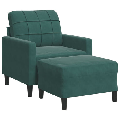 Poltroncina con Poggiapiedi Verde Scuro 60 cm in Velluto