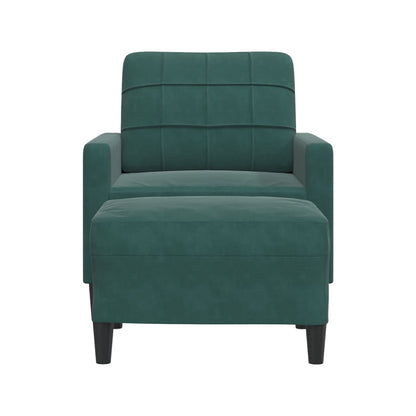 Poltroncina con Poggiapiedi Verde Scuro 60 cm in Velluto