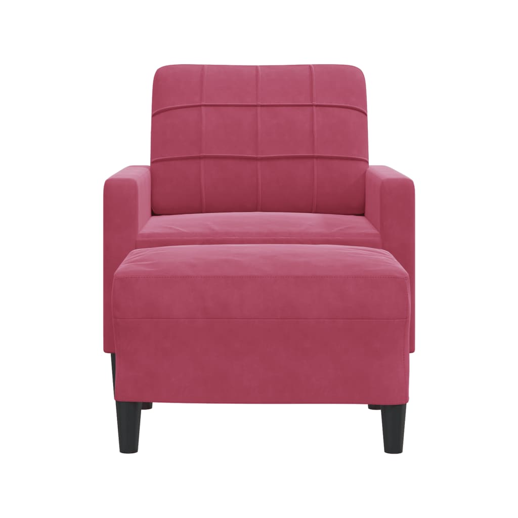 Poltrona con Poggiapiedi Rosso Vino 60 cm in Velluto | homemem39