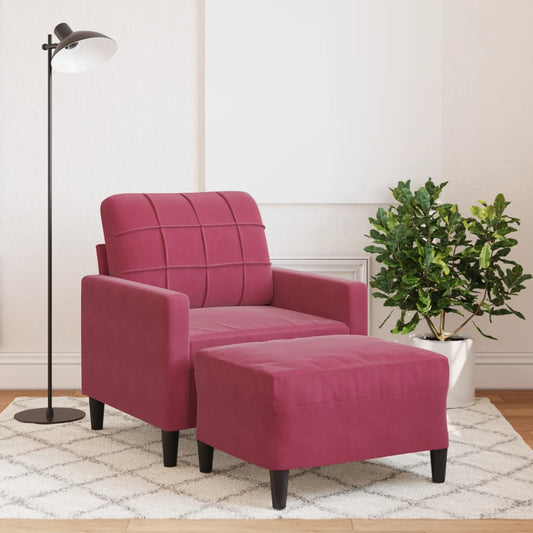 Poltrona con Poggiapiedi Rosso Vino 60 cm in Velluto | homemem39