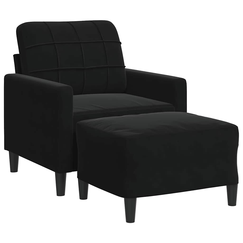 Poltrona con Poggiapiedi Nero 60 cm in Velluto | homemem39