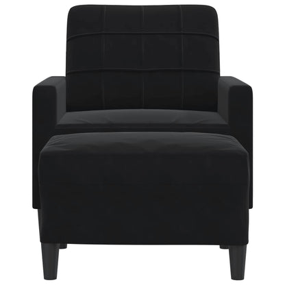 Poltrona con Poggiapiedi Nero 60 cm in Velluto | homemem39