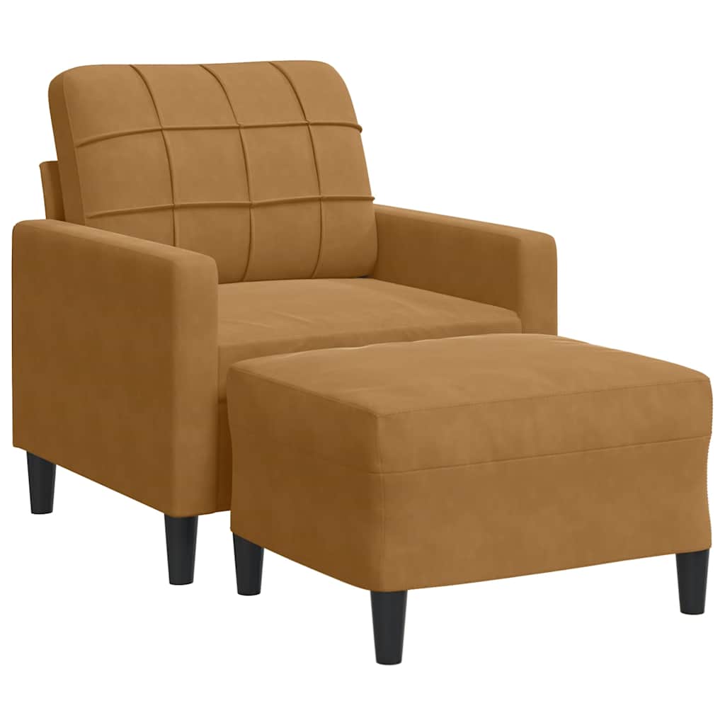 Poltrona con Poggiapiedi Marrone 60 cm in Velluto | homemem39