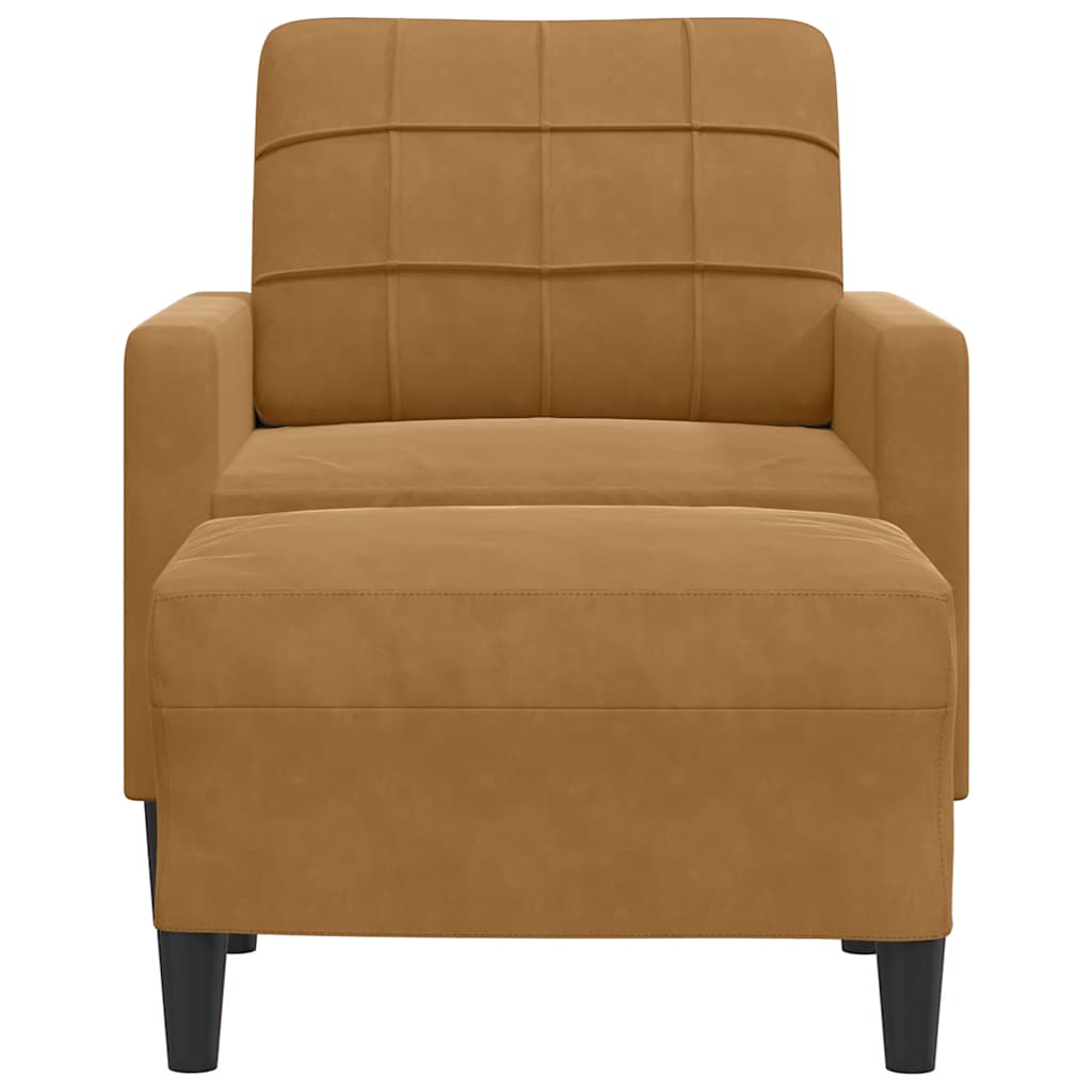 Poltrona con Poggiapiedi Marrone 60 cm in Velluto | homemem39