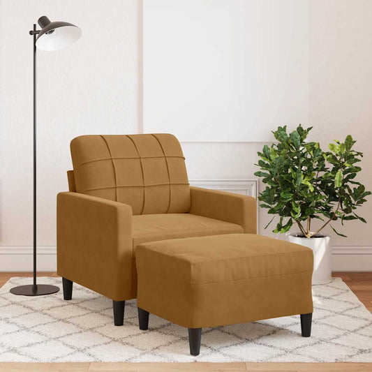 Poltrona con Poggiapiedi Marrone 60 cm in Velluto | homemem39