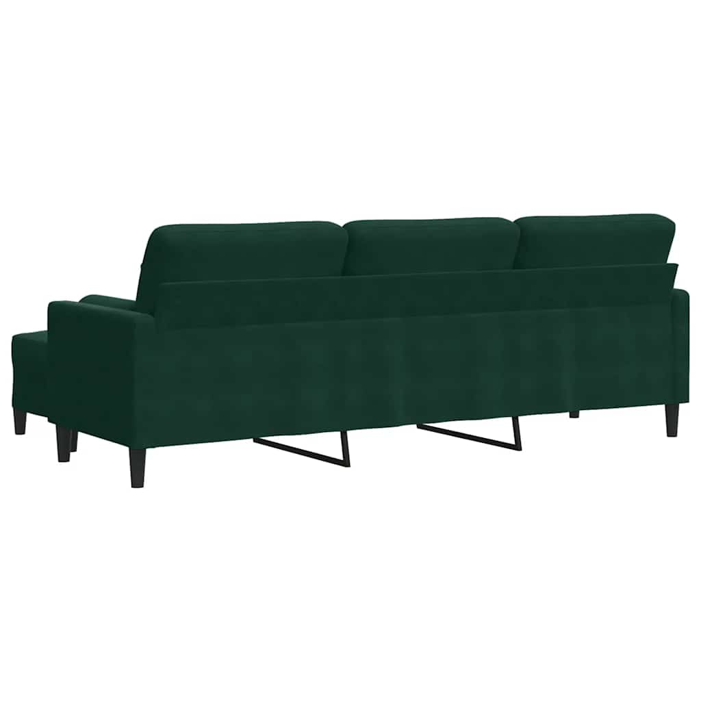 Divano a 3 Posti con Poggiapiedi Verde scuro 210cm in Velluto | homemem39