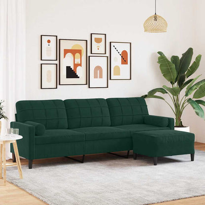 Divano a 3 Posti con Poggiapiedi Verde scuro 210cm in Velluto | homemem39