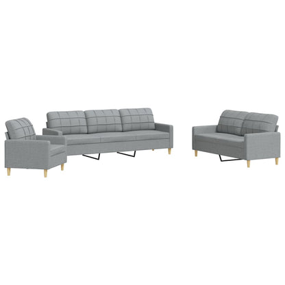 Set di Divani 3 pz Grigio Chiaro in Tessuto | homemem39