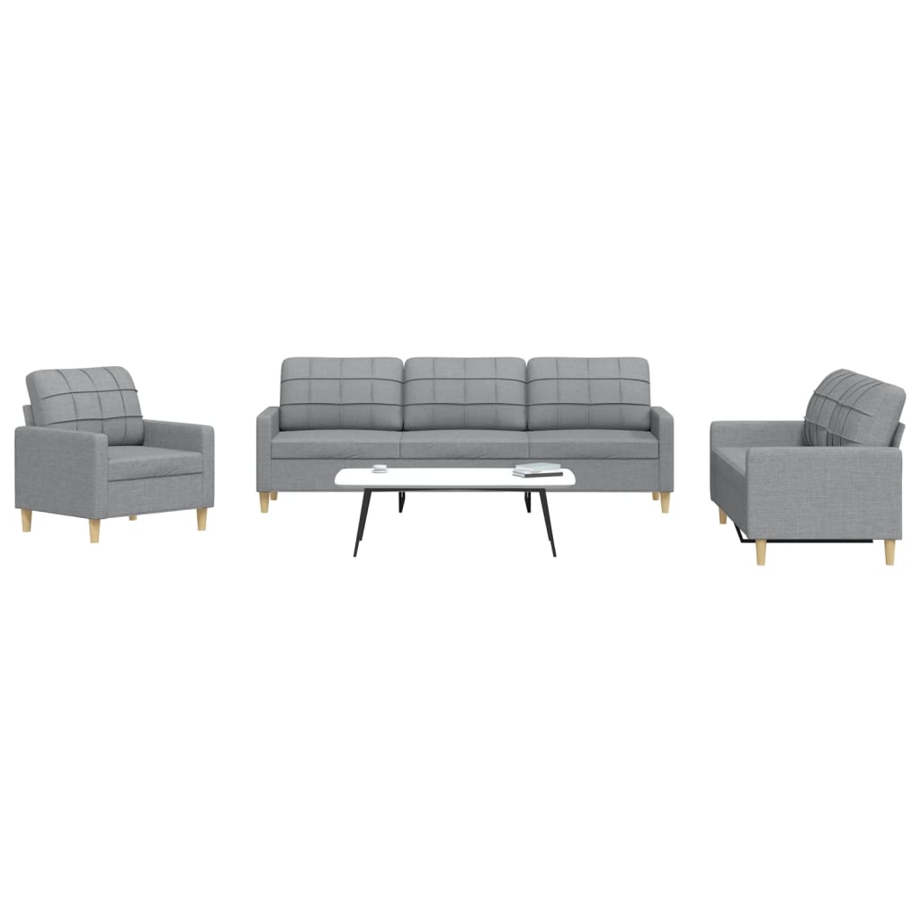 Set di Divani 3 pz Grigio Chiaro in Tessuto | homemem39