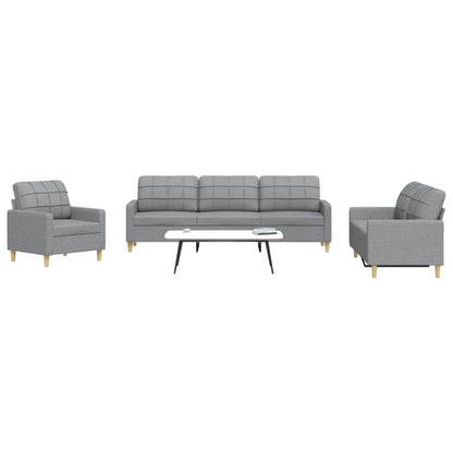 Set di Divani 3 pz Grigio Chiaro in Tessuto | homemem39