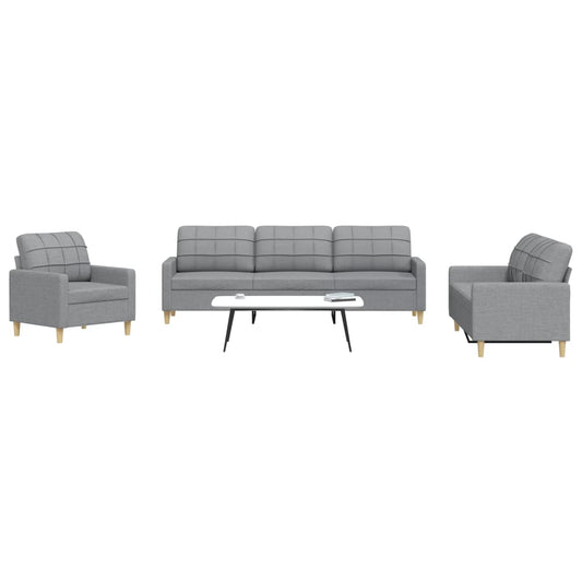 Set di Divani 3 pz Grigio Chiaro in Tessuto | homemem39