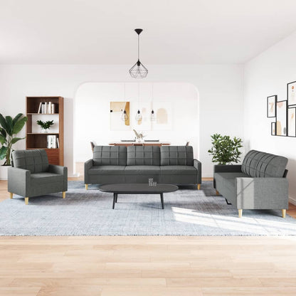 Set di Divani 3 pz Grigio Scuro in Tessuto | homemem39
