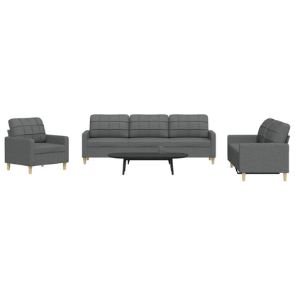 Set di Divani 3 pz Grigio Scuro in Tessuto | homemem39