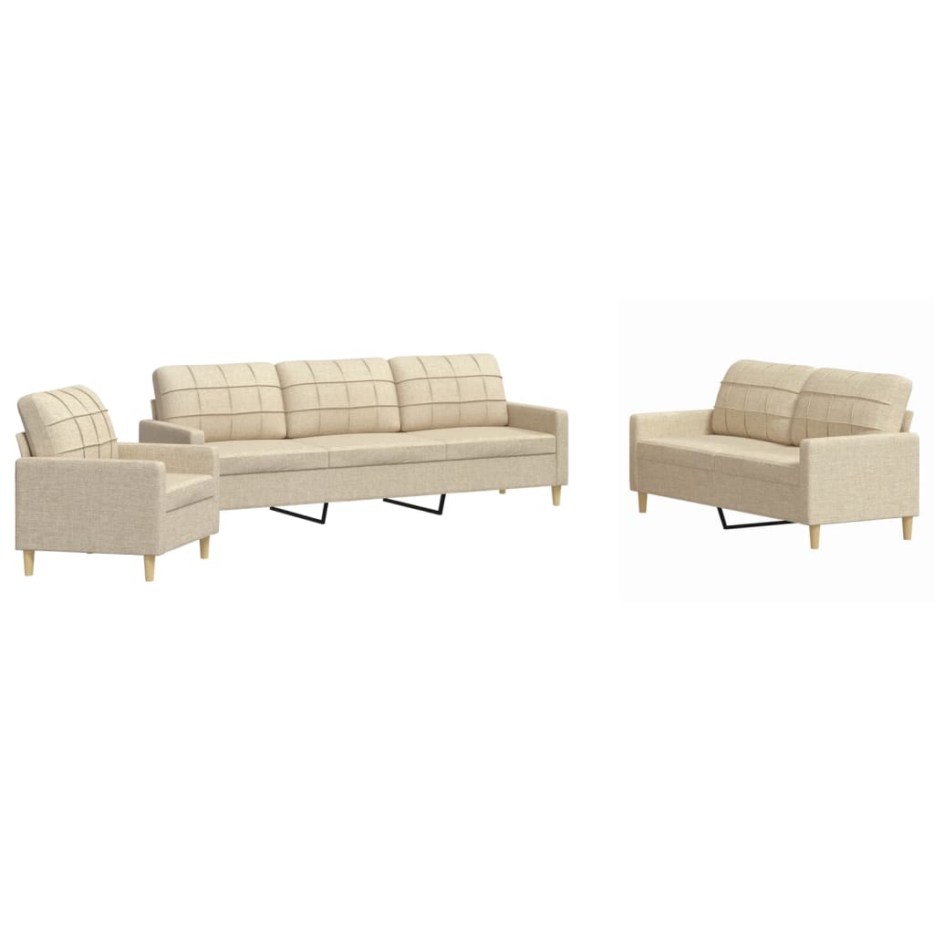 Set di Divani 3 pz Crema in Tessuto | homemem39