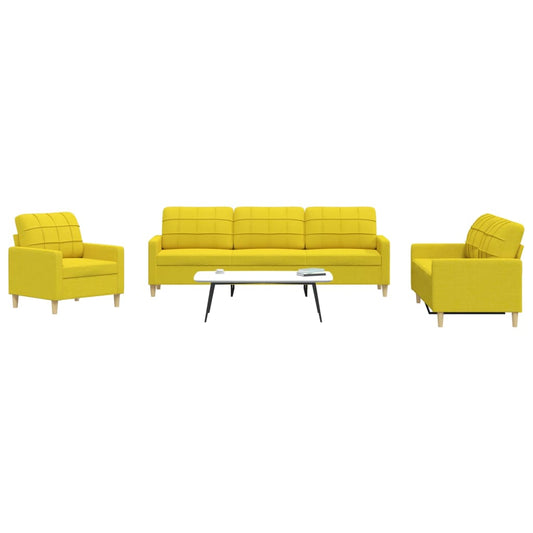 Set di Divani 3 pz Giallo Chiaro in Tessuto - homemem39