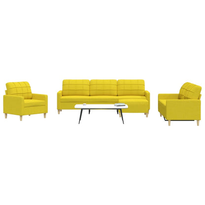 Set di Divani 4 pz con Poggiapiedi Giallo Chiaro in Tessuto | homemem39
