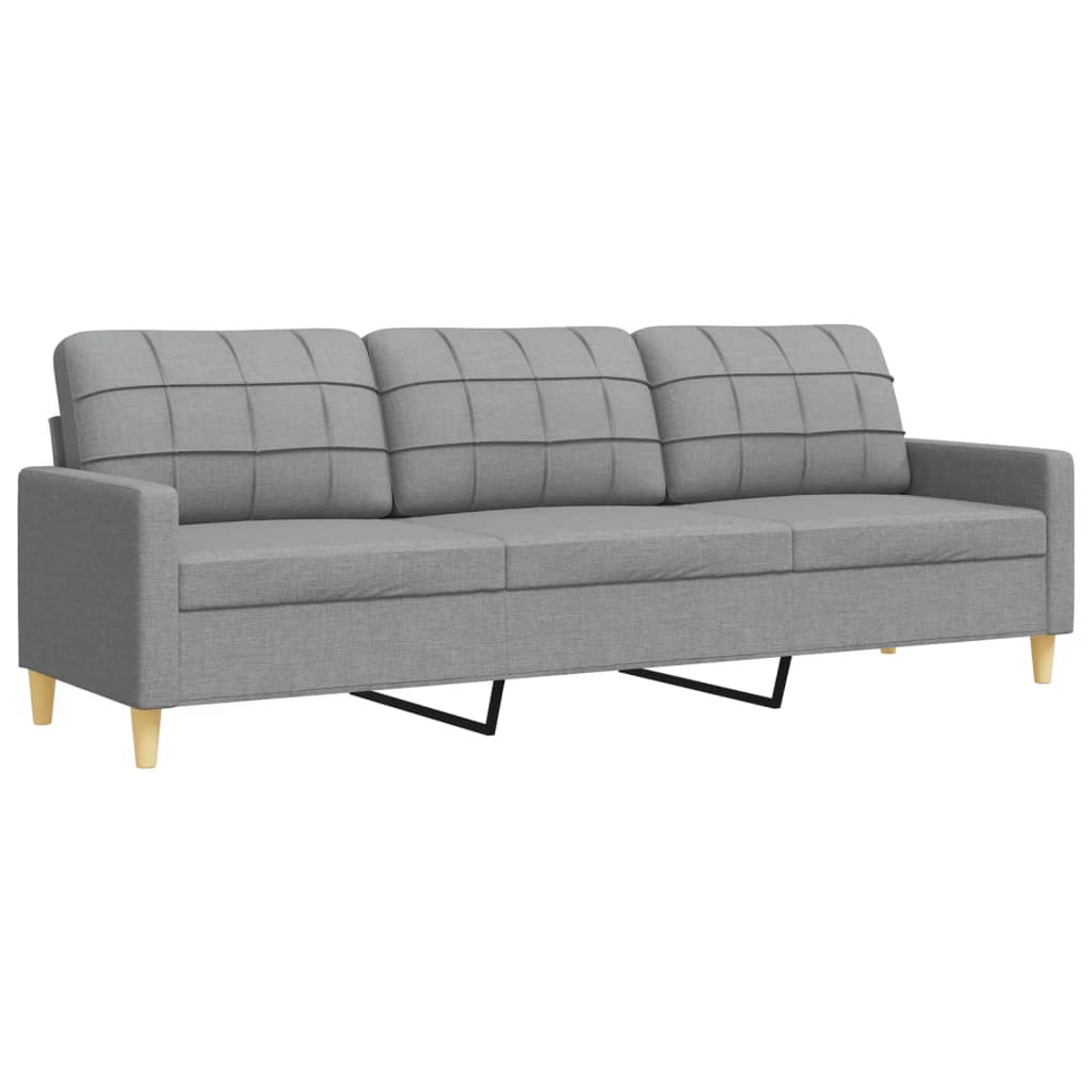 Set Divani 3 pz con Cuscini Decorativi Grigio Chiaro in Tessuto | homemem39